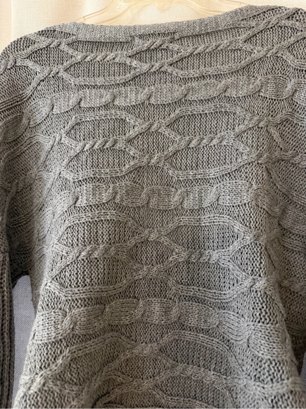 Fashion Nova Grey Cable-Knit Draped Wrap Sweater - Picture 5 of 5
